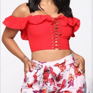 Fashion nova red crop top NEW